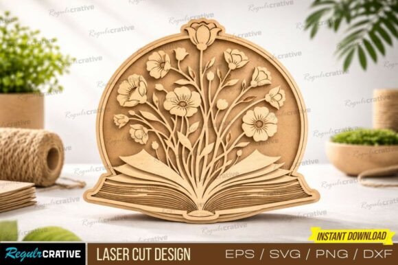 Download Book Flower Laser Cut File,Book Laser - Lower Collection